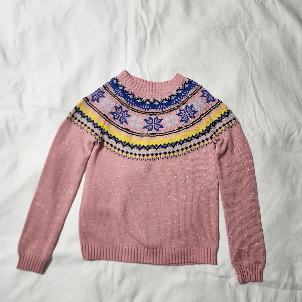 Epic Threads Pink and Blue Fair Isle Sweater